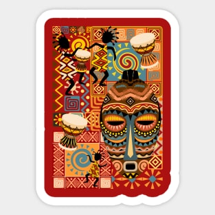 African Masks and Tribal Elements Decorative Pattern Sticker